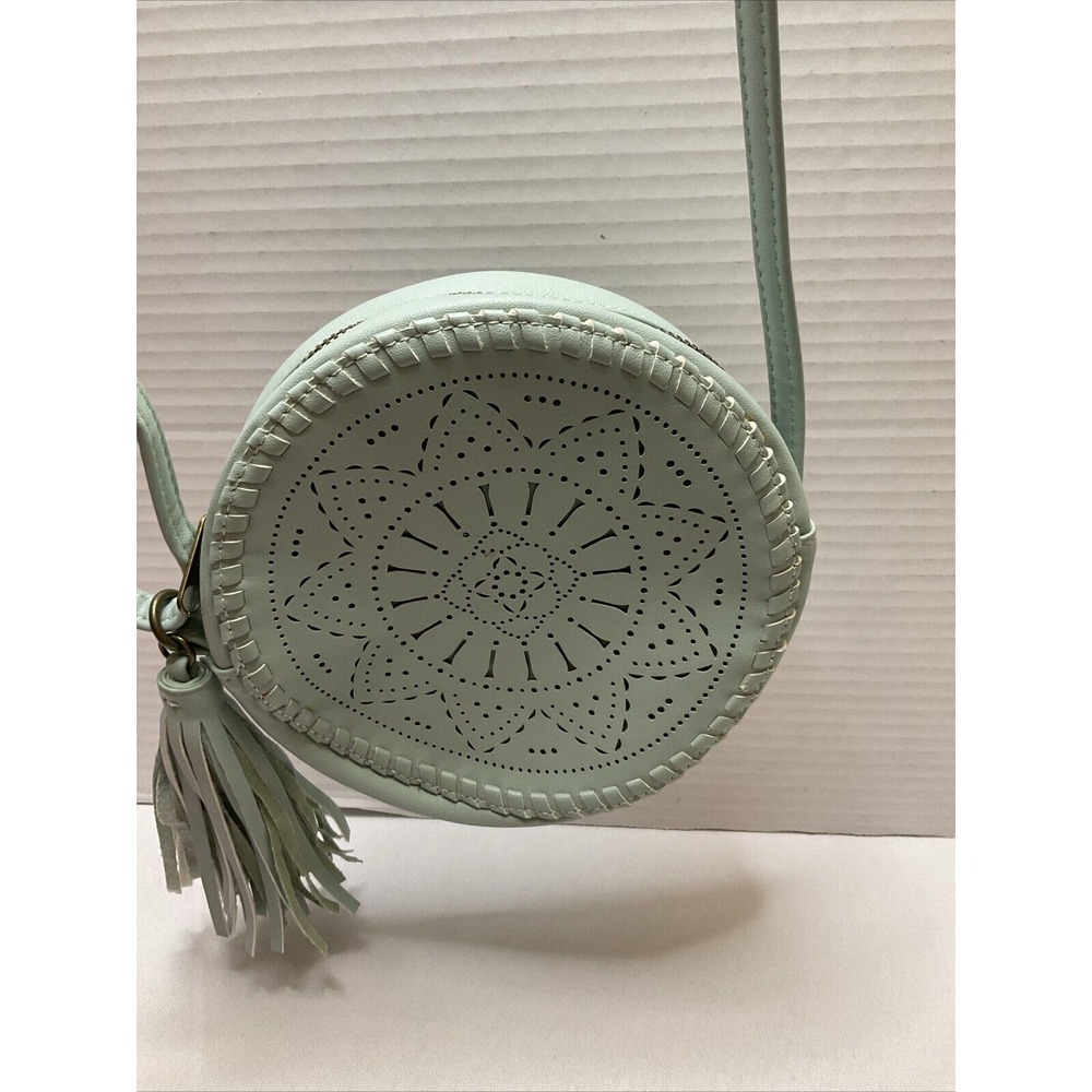 Art Class Sage Green Circular Crossbody Purse Bag W/ Tassel‎